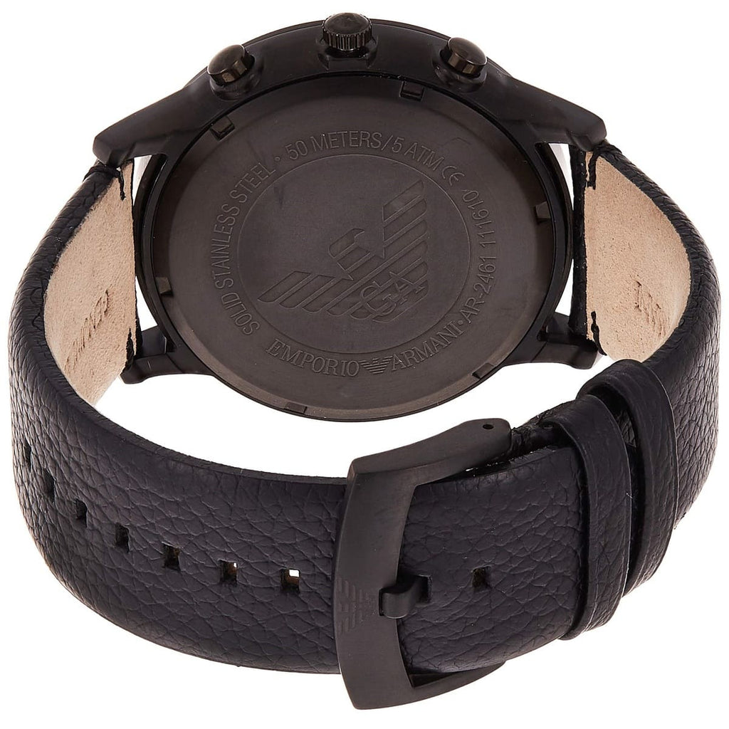 Emporio Armani Renato AR2461 46mm Men's Chronograph Watch – Black & Black Genuine Leather Strap