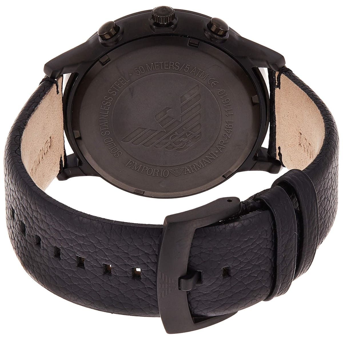 Emporio Armani Renato AR2461 46mm Men's Chronograph Watch – Black & Black Genuine Leather Strap