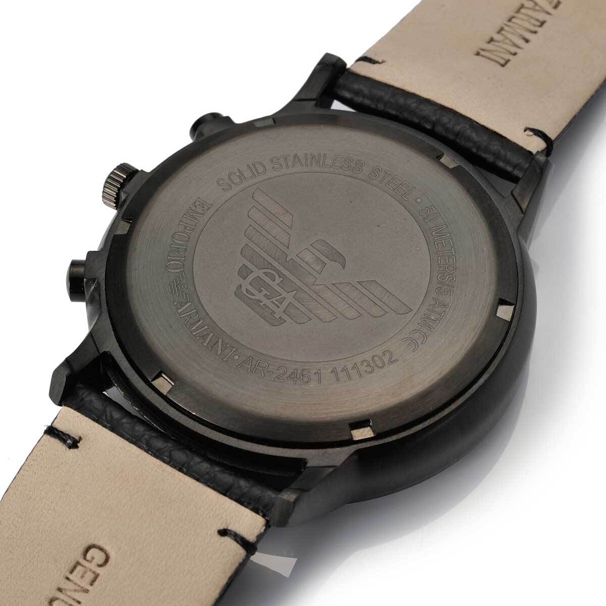Emporio Armani Renato AR2461 46mm Men's Chronograph Watch – Black & Black Genuine Leather Strap