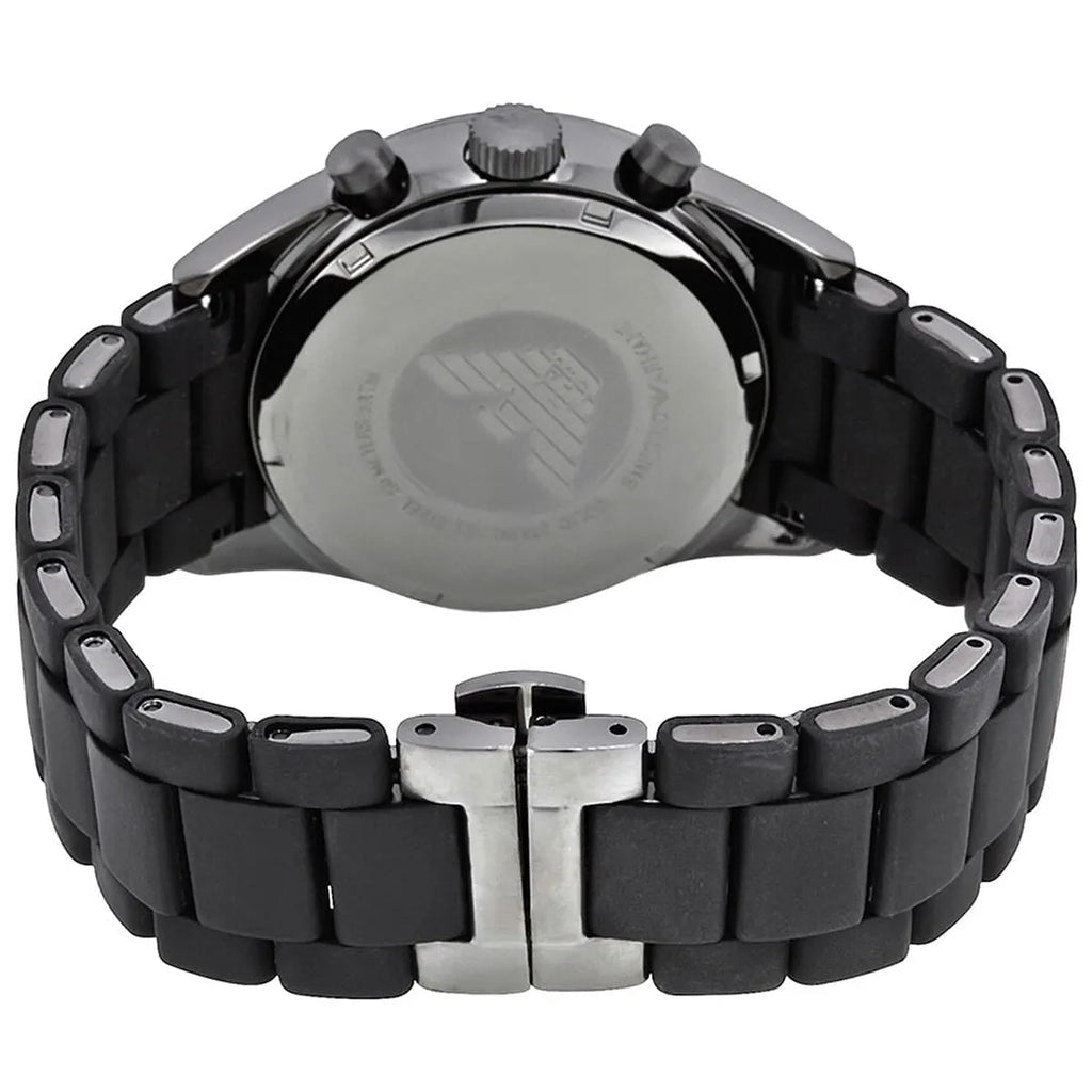 Emporio Armani Tazio AR5889 43mm Men's Chronograph Watch – Grey & Gunmetal Genuine Leather Strap