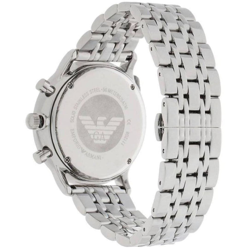 Emporio Armani Sportivo AR5988 46mm Men's Chronograph Watch – Black & Silver Stainless Steel Bracelet