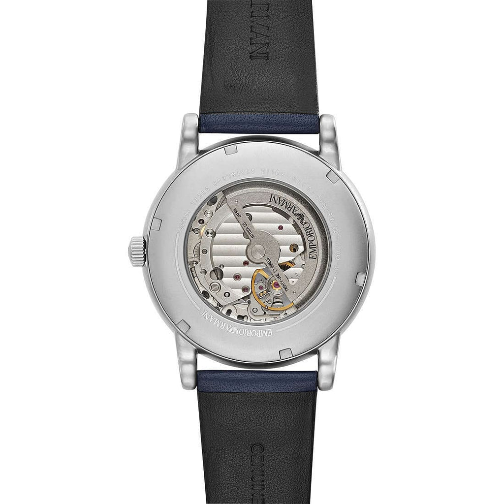 Emporio Armani Luigi AR60011 43mm Men's Automatic Watch – Navy Blue Open-Heart & Blue Genuine Leather Strap