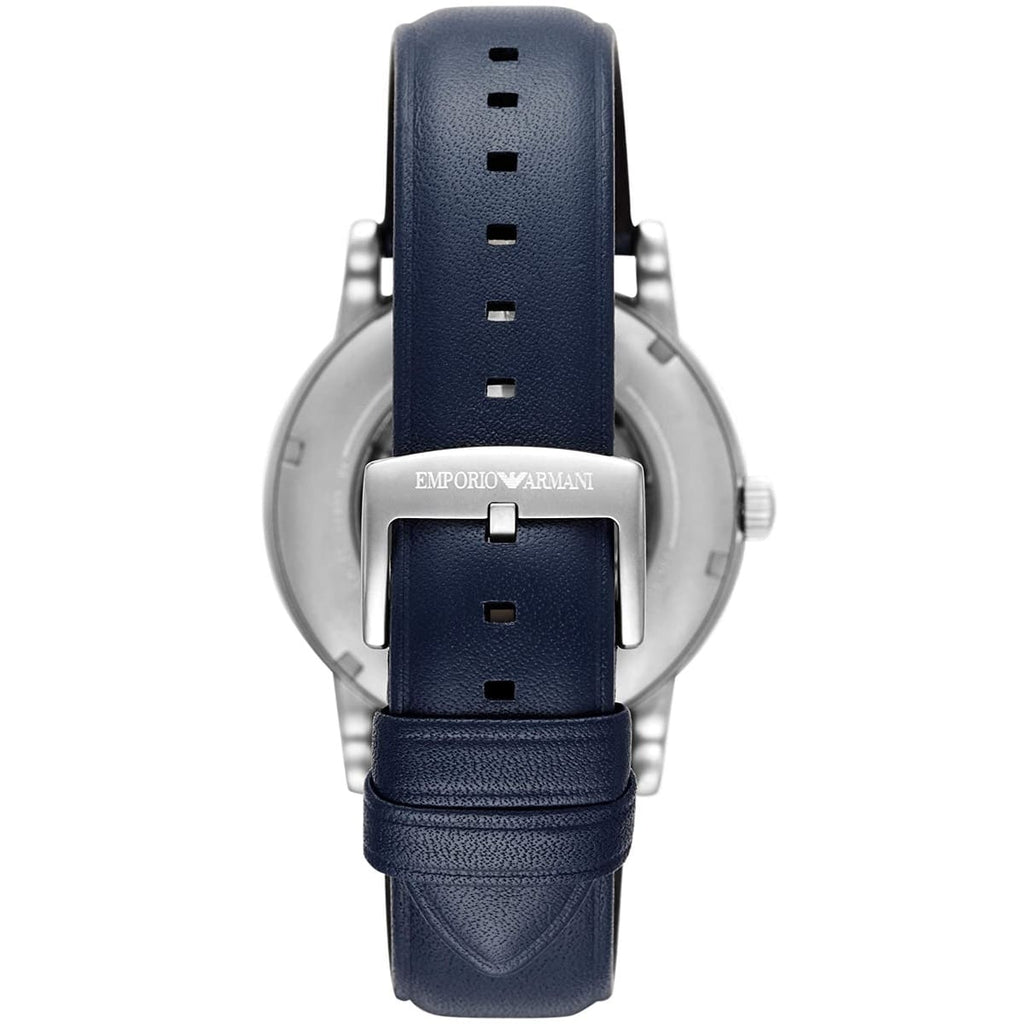 Emporio Armani Luigi AR60011 43mm Men's Automatic Watch – Navy Blue Open-Heart & Blue Genuine Leather Strap