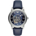 Emporio Armani Luigi AR60011 43mm Men's Automatic Watch – Navy Blue Open-Heart & Blue Genuine Leather Strap
