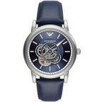 Emporio Armani Luigi AR60011 43mm Men's Automatic Watch – Navy Blue Open-Heart & Blue Genuine Leather Strap