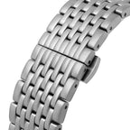 Emporio Armani Aviator AR60024 43mm Men's Automatic Watch – Blue Skeleton & Silver Stainless Steel Mesh Bracelet
