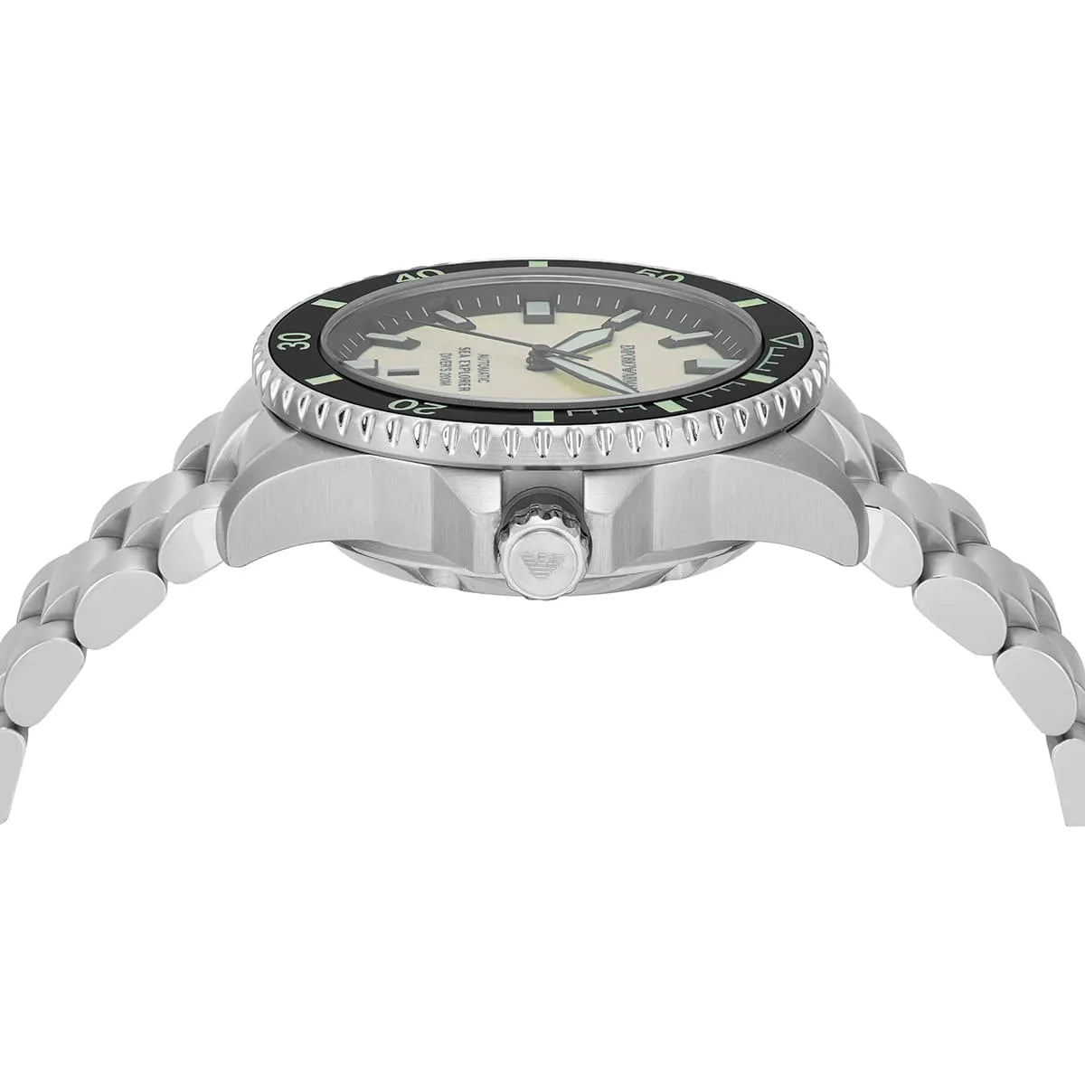 Emporio Armani Sea Explorer AR60083 42mm Men's Automatic Watch – Yellow & Silver-Tone Stainless Steel Bracelet