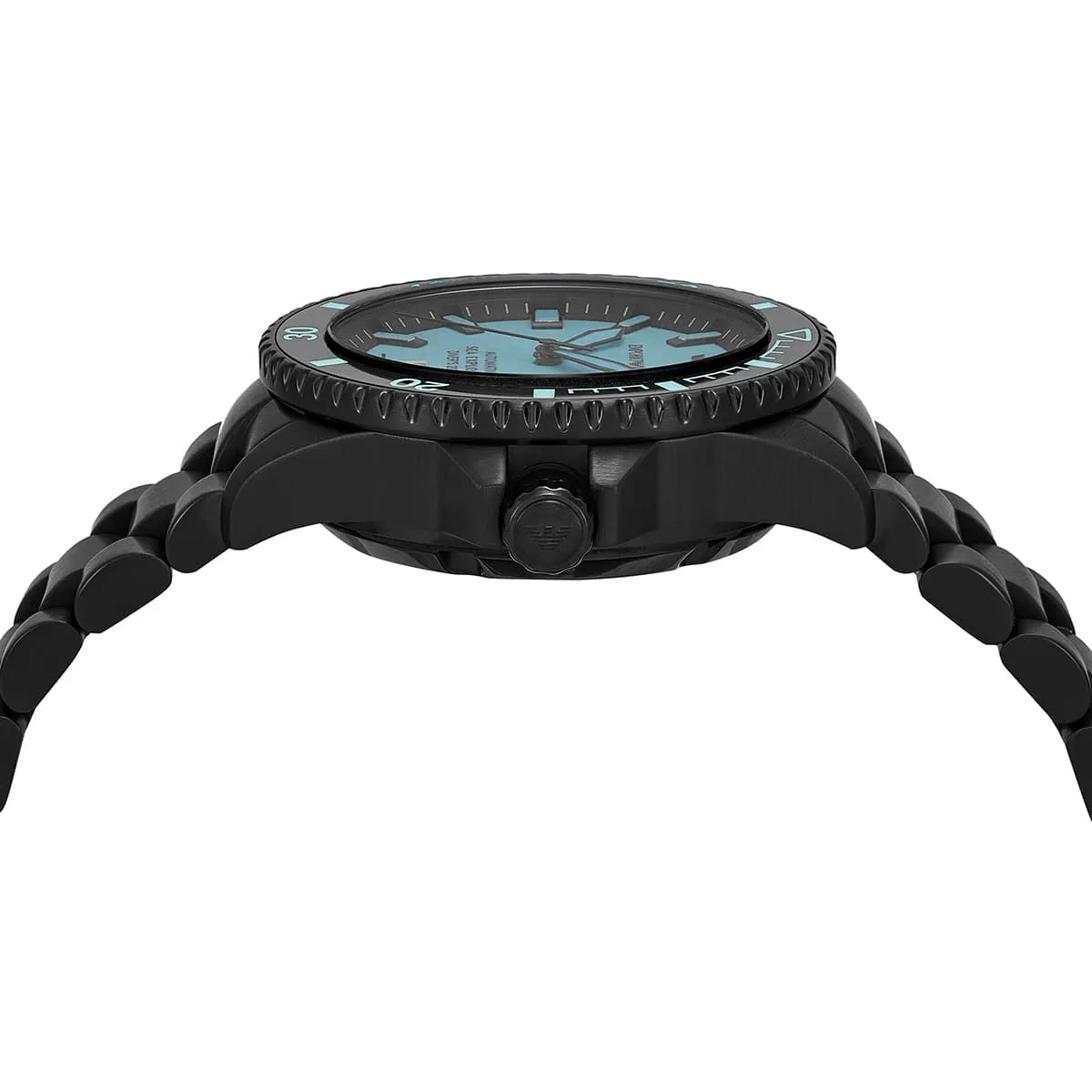 Emporio Armani Sea Explorer AR60084 42mm Men's Automatic Watch – Tiffany Blue Sunray & Black Stainless Steel Bracelet