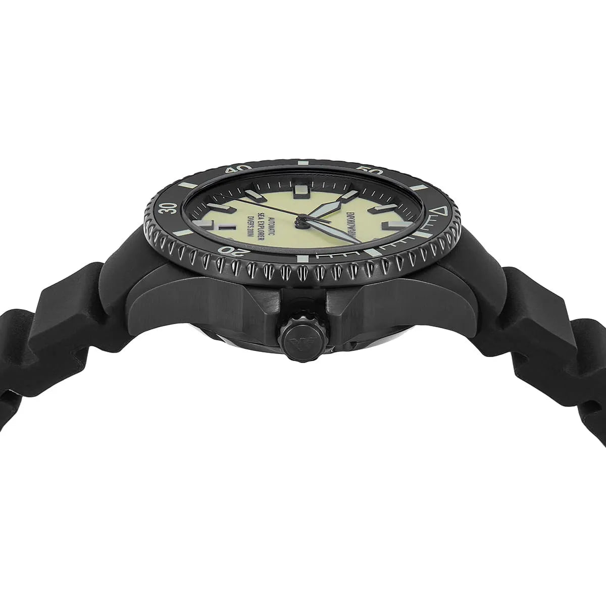 Emporio Armani Sea Explorer AR60085 42mm Men's Automatic Watch – Yellow & Black Rubber Strap