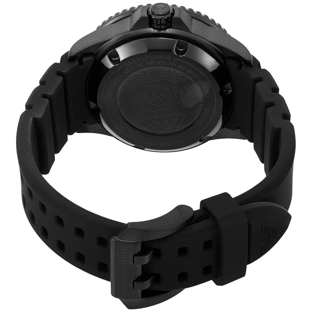Emporio Armani Sea Explorer AR60085 42mm Men's Automatic Watch – Yellow & Black Rubber Strap