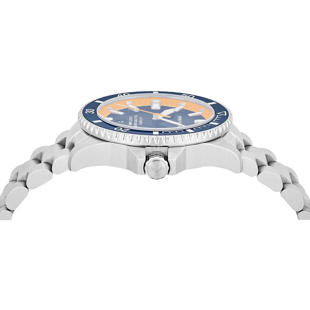 Emporio Armani Sea Explorer AR60090 42mm Men's Automatic Watch – Blue & Silver-Tone Stainless Steel Bracelet