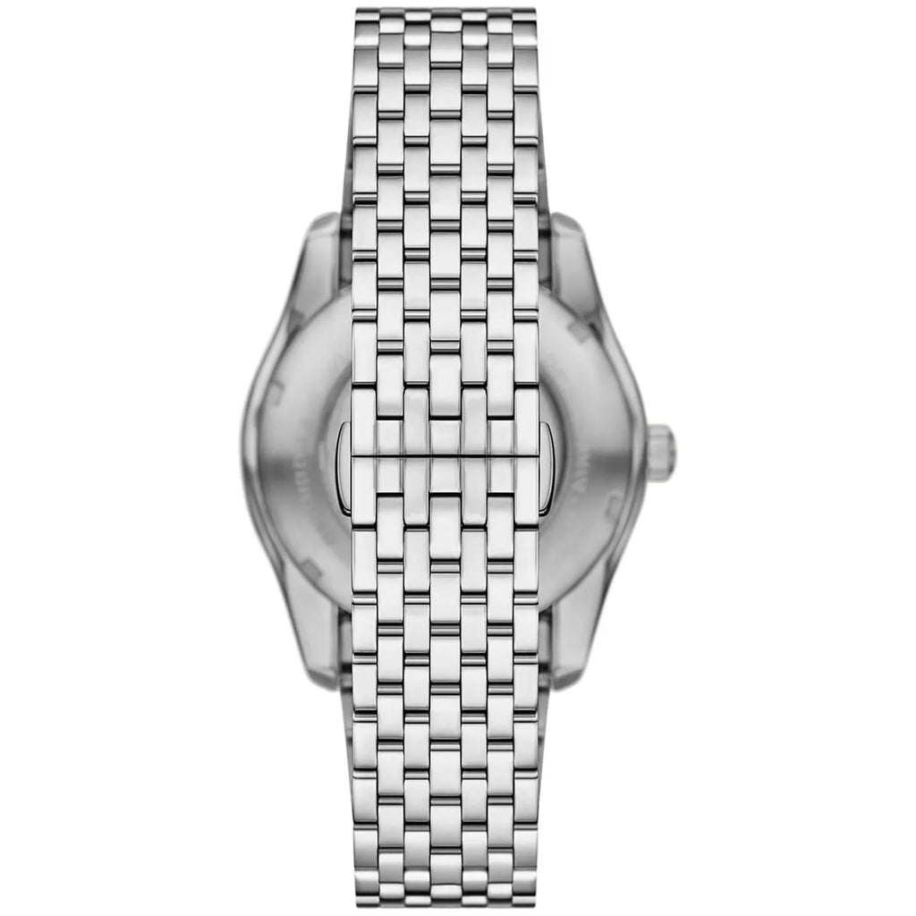 Emporio Armani Antonio AR60091 43mm Men's Automatic Watch – Green Skeleton & Silver Stainless Steel Bracelet