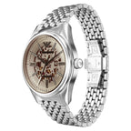 Emporio Armani Antonio AR60095 43mm Men's Automatic Watch – Beige Skeleton & Silver Stainless Steel Bracelet