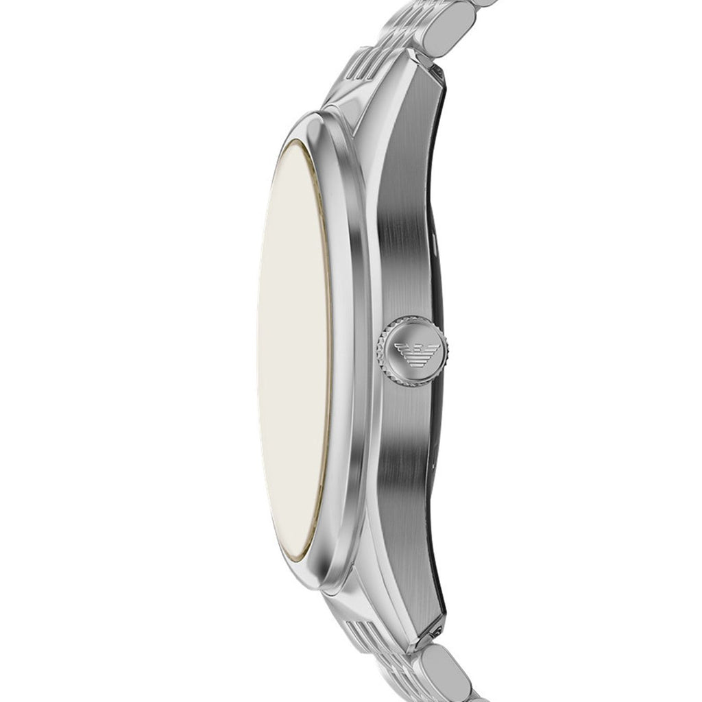 Emporio Armani Antonio AR60095 43mm Men's Automatic Watch – Beige Skeleton & Silver Stainless Steel Bracelet