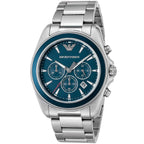 Emporio Armani Tazio AR6091 Men's Chronograph Watch – Navy Blue & Silver Stainless Steel Bracelet