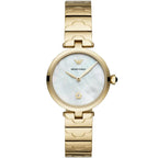 Emporio Armani Gianni T-Bar AR11198 32mm Women's Quartz Watch – Mother-of-Pearl Crystal-Set & Silver Stainless Steel Mesh Bracelet