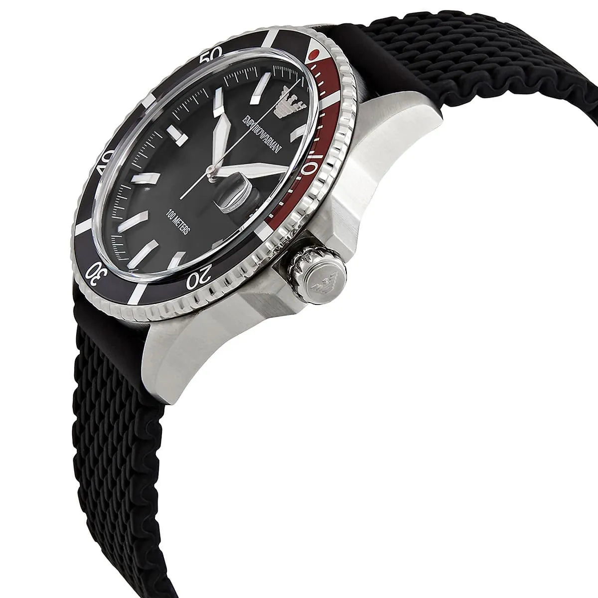 Emporio Armani Diver AR11341 43mm Men's Chronograph Watch – Black & Silver Stainless Steel Bracelet
