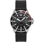 Emporio Armani Diver AR11341 43mm Men's Chronograph Watch – Black & Silver Stainless Steel Bracelet