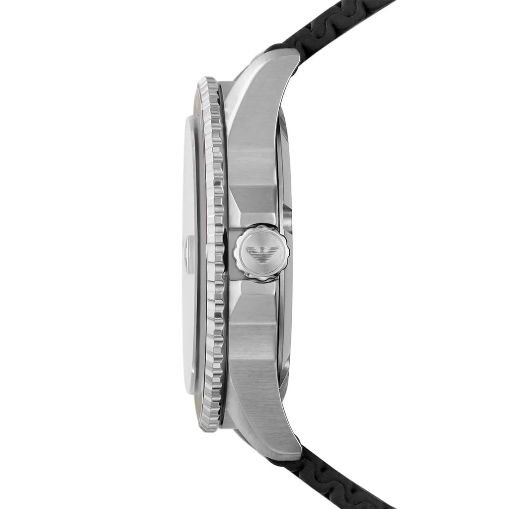 Emporio Armani Diver AR11341 43mm Men's Chronograph Watch – Black & Silver Stainless Steel Bracelet
