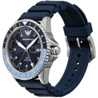 Emporio Armani Diver AR11592 43mm Men's Quartz Watch – Blue Sunray & Blue Rubber Strap