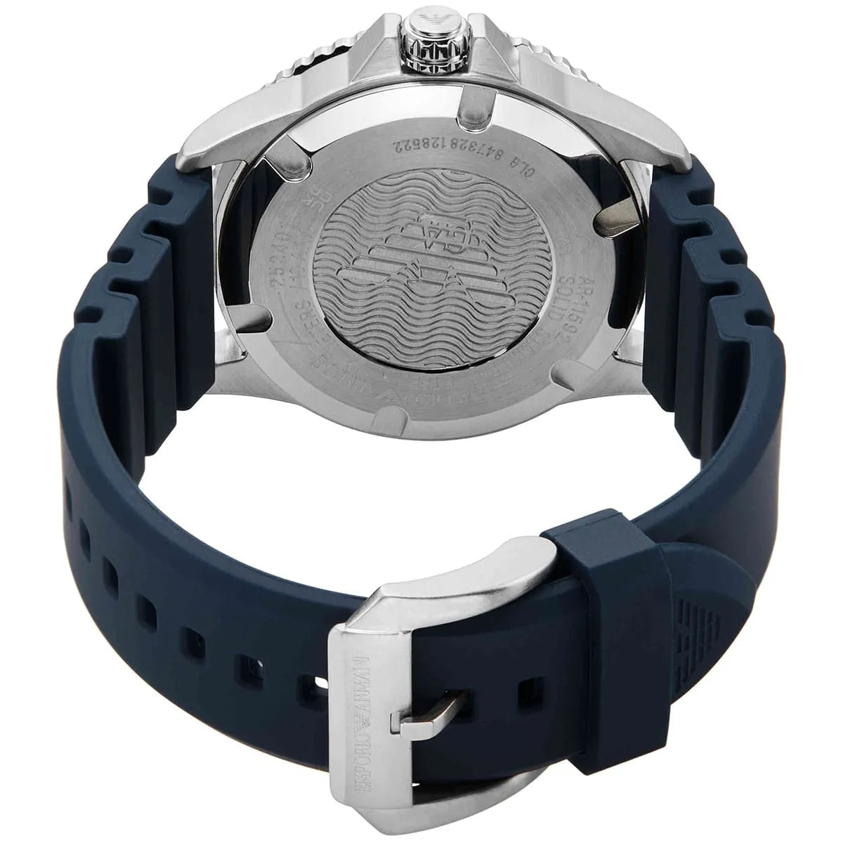 Emporio Armani Diver AR11592 43mm Men's Quartz Watch – Blue Sunray & Blue Rubber Strap