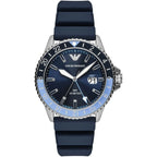 Emporio Armani Diver AR11592 43mm Men's Quartz Watch – Blue Sunray & Blue Rubber Strap