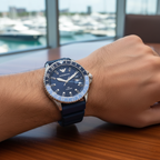 Emporio Armani Diver AR11592 43mm Men's Quartz Watch – Blue Sunray & Blue Rubber Strap