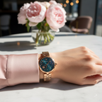 Emporio Armani Arianna AR11197 32mm Women's Quartz Watch – Mother-of-Pearl Crystal-Set & Rose Gold Genuine Leather Strap