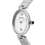 Emporio Armani Arianna AR11235 32mm Women's Quartz Watch – Mother-of-Pearl Floral & Silver Stainless Steel Mesh Bracelet