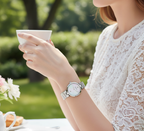 Emporio Armani Arianna AR11235 32mm Women's Quartz Watch – Mother-of-Pearl Floral & Silver Stainless Steel Mesh Bracelet