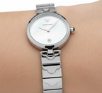 Emporio Armani Arianna AR11235 32mm Women's Quartz Watch – Mother-of-Pearl Floral & Silver Stainless Steel Mesh Bracelet