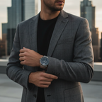 Emporio Armani Aviator AR11104 43mm Men's Chronograph Watch – Black & Silver Genuine Leather Strap