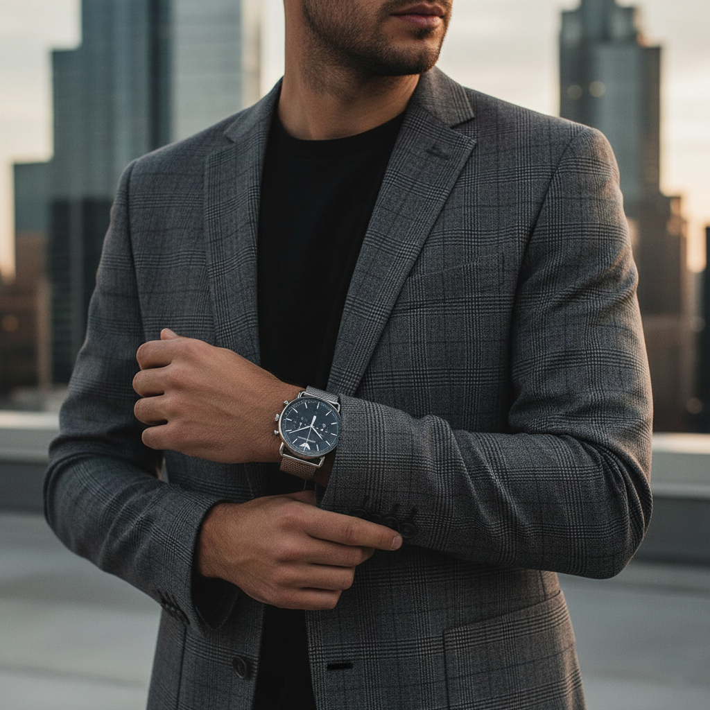 Emporio Armani Aviator AR11104 43mm Men's Chronograph Watch – Black & Silver Genuine Leather Strap