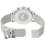 Emporio Armani Aviator AR11104 43mm Men's Chronograph Watch – Black & Silver Genuine Leather Strap
