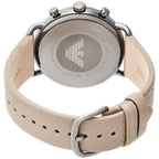 Emporio Armani Aviator AR11107 43mm Men's Chronograph Watch – Beige Sunray & Gunmetal Genuine Leather Strap