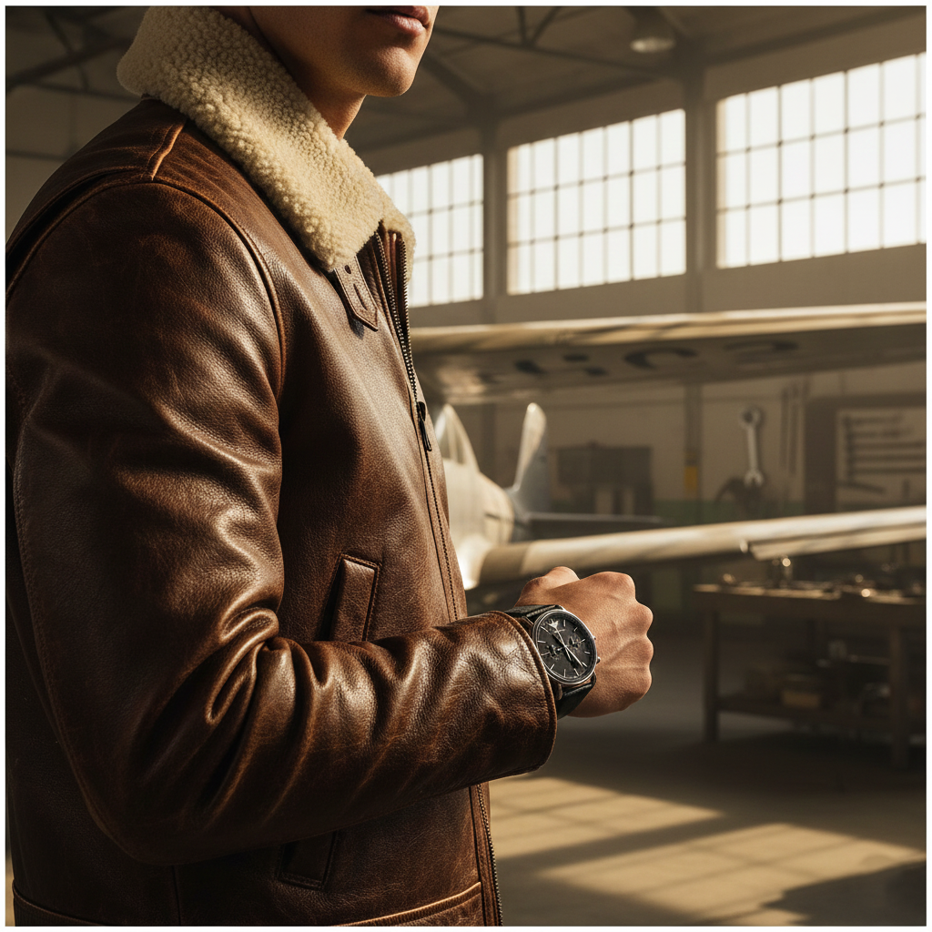 Emporio Armani Aviator AR11143 Men's Chronograph Watch – Black & Black Genuine Leather Strap