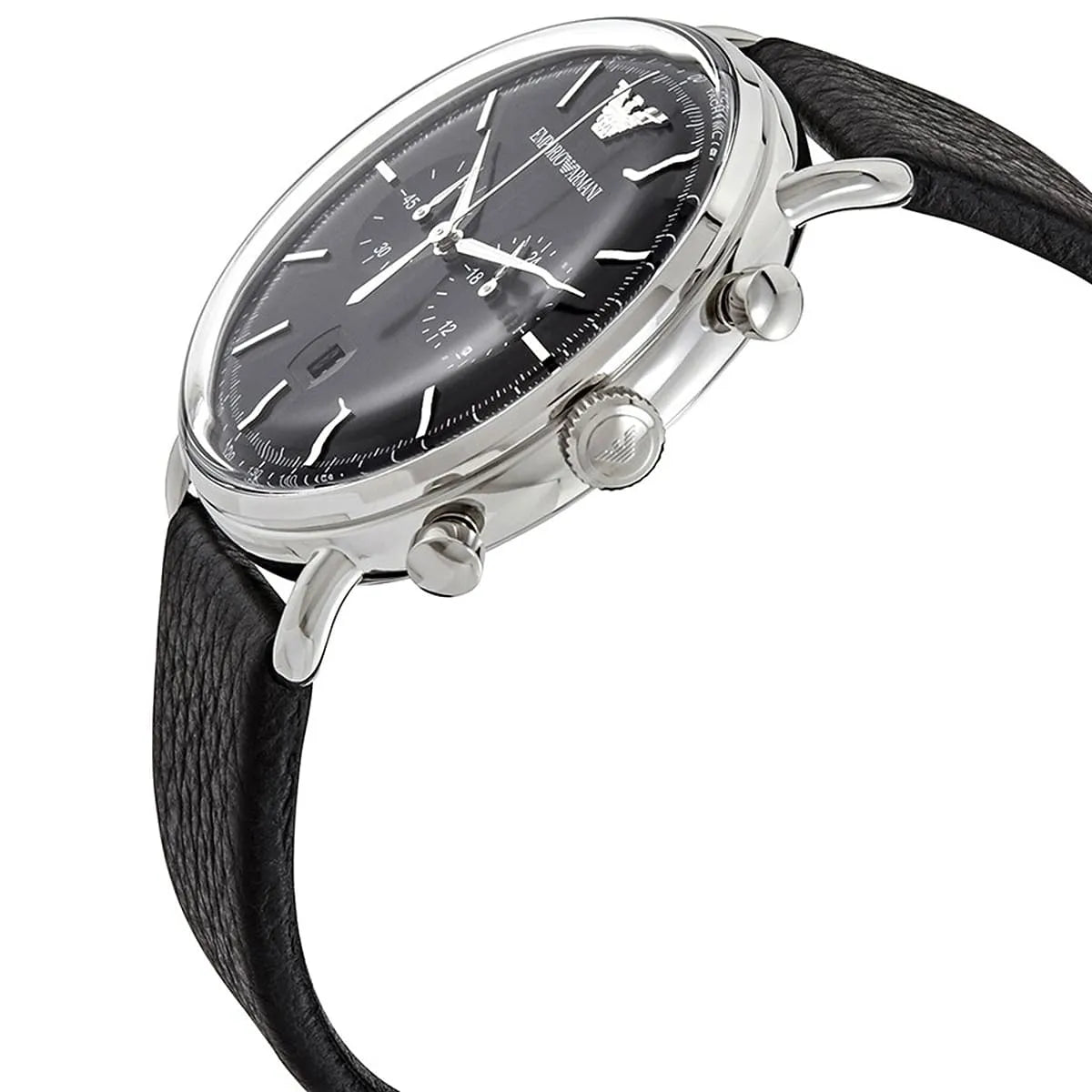 Emporio Armani Aviator AR11143 Men's Chronograph Watch – Black & Black Genuine Leather Strap