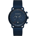 Emporio Armani Aviator AR11289 43mm Men's Chronograph Watch – Blue & Blue Stainless Steel Mesh Bracelet