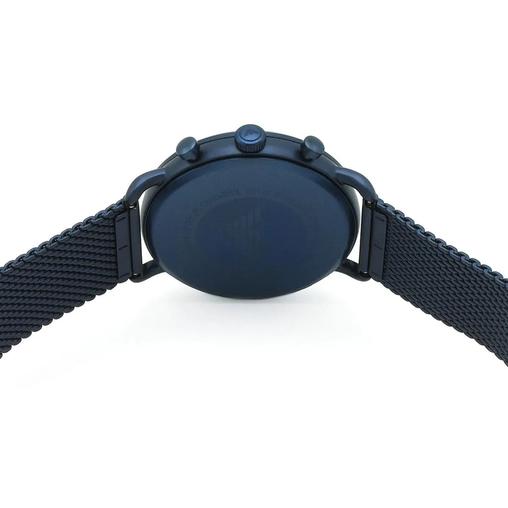 Emporio Armani Aviator AR11289 43mm Men's Chronograph Watch – Blue & Blue Stainless Steel Mesh Bracelet