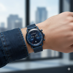 Emporio Armani Aviator AR11289 43mm Men's Chronograph Watch – Blue & Blue Stainless Steel Mesh Bracelet