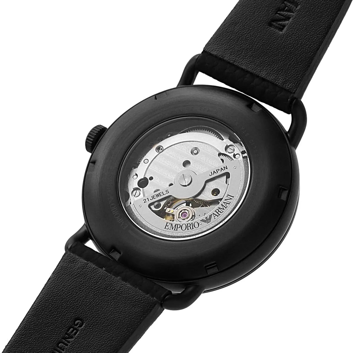 Emporio Armani Aviator AR60028 43mm Men's Automatic Watch – Black Open-Heart & Black Genuine Leather Strap