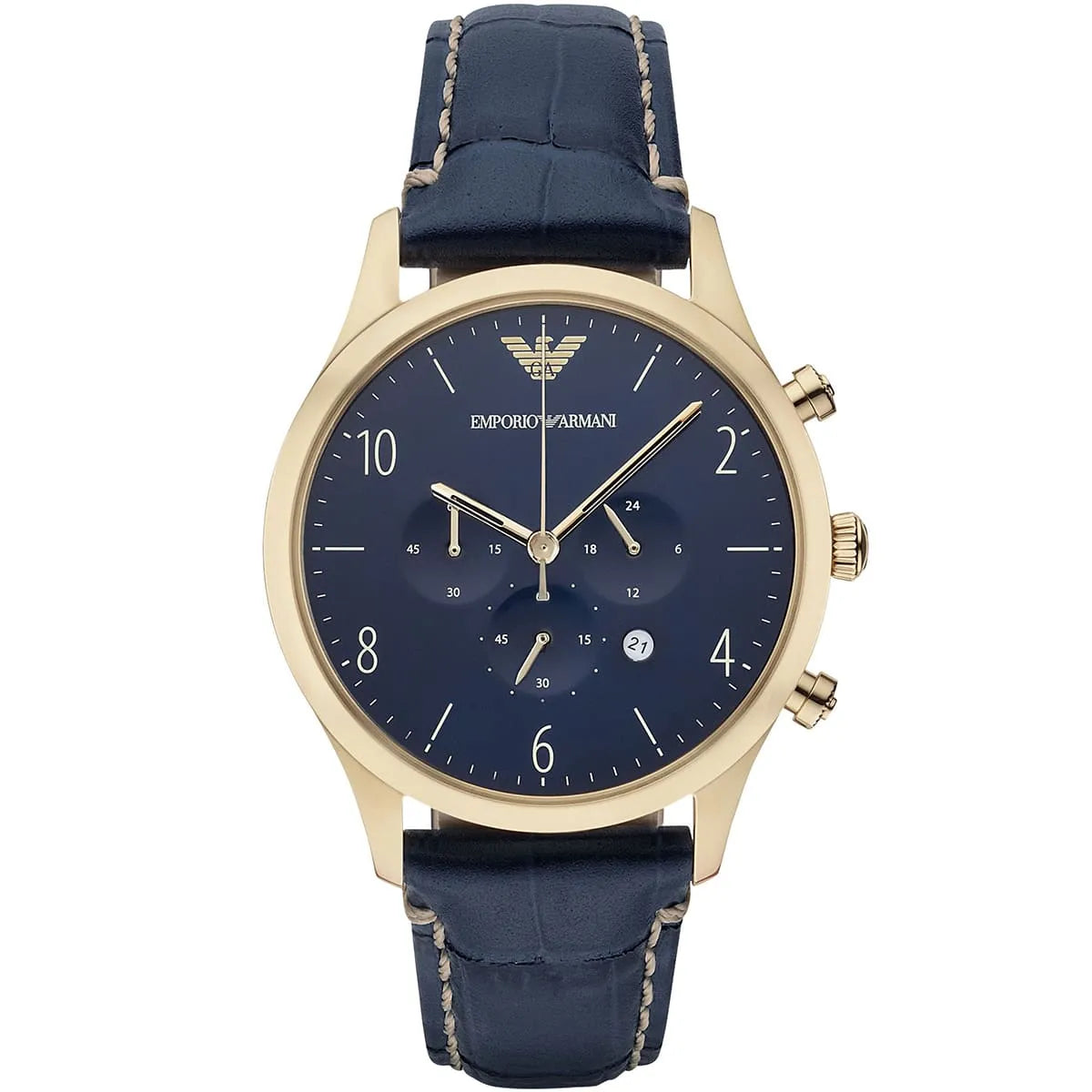 Emporio Armani Beta AR1862 Men's Chronograph Watch – Blue & Blue Genuine Leather Strap