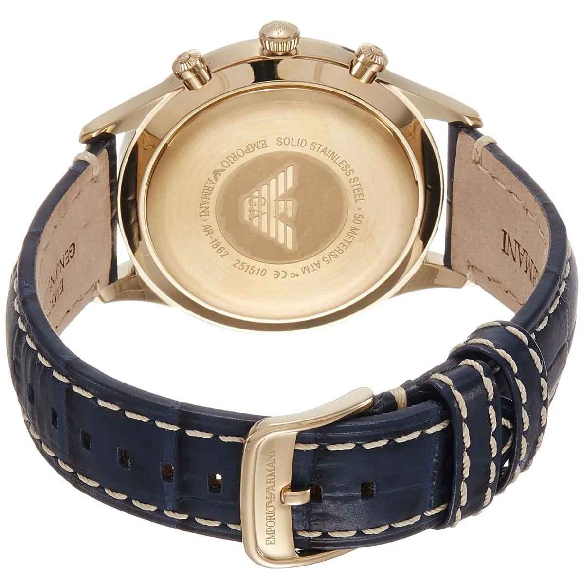 Emporio Armani Beta AR1862 Men's Chronograph Watch – Blue & Blue Genuine Leather Strap