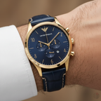 Emporio Armani Beta AR1862 Men's Chronograph Watch – Blue & Blue Genuine Leather Strap