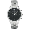 Emporio Armani Beta AR1863 43mm Men's Chronograph Watch – Black & Silver-Tone Stainless Steel Bracelet