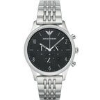Emporio Armani Beta AR1863 43mm Men's Chronograph Watch – Black & Silver-Tone Stainless Steel Bracelet