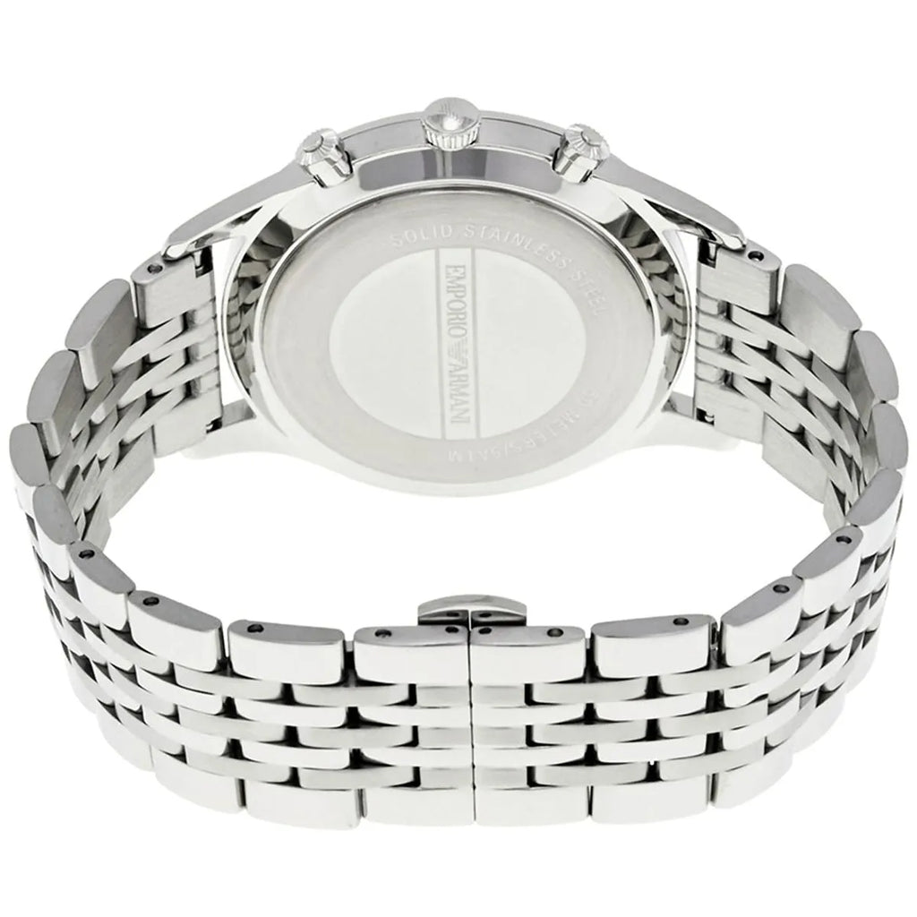 Emporio Armani Beta AR1863 43mm Men's Chronograph Watch – Black & Silver-Tone Stainless Steel Bracelet
