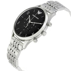 Emporio Armani Beta AR1863 43mm Men's Chronograph Watch – Black & Silver-Tone Stainless Steel Bracelet