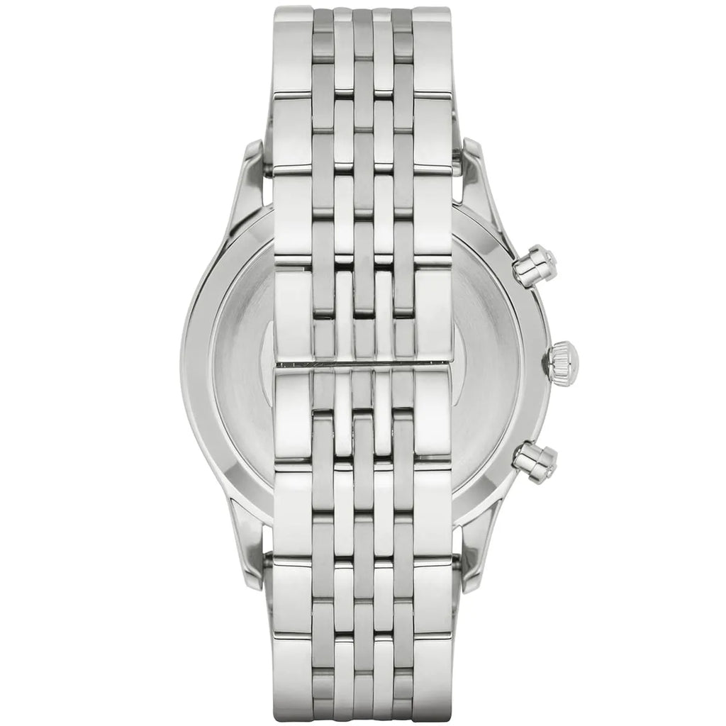 Emporio Armani Beta AR1879 43mm Men's Chronograph Watch – White & Silver-Tone Stainless Steel Bracelet