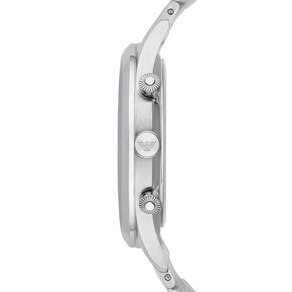 Emporio Armani Beta AR1879 43mm Men's Chronograph Watch – White & Silver-Tone Stainless Steel Bracelet